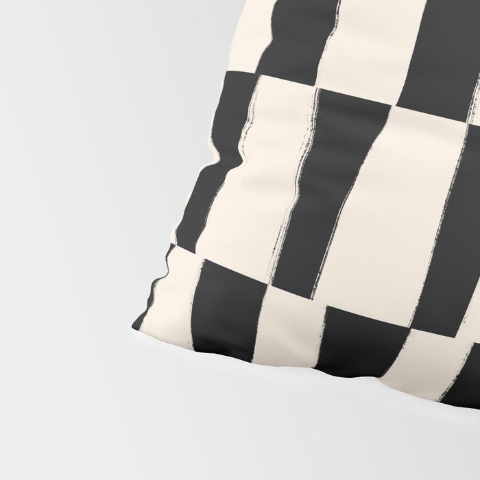 Wave Checks: Noir Black Handpainted Pattern Pillow Sham Gallery Image 4