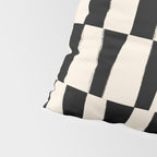 Wave Checks: Noir Black Handpainted Pattern Pillow Sham Gallery Image 4