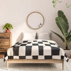 Wave Checks: Noir Black Handpainted Pattern Comforter Gallery Image 3