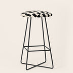 Wave Checks: Noir Black Handpainted Pattern Stool Gallery Image 1