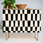 Wave Checks: Noir Black Handpainted Pattern Credenza Gallery Image 1