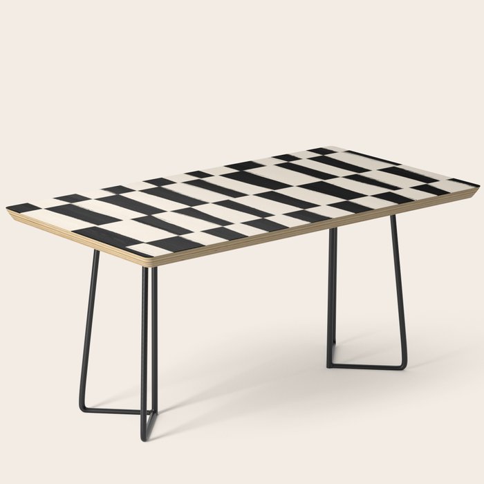 Wave Checks: Noir Black Handpainted Pattern Coffee Table Gallery Image 1