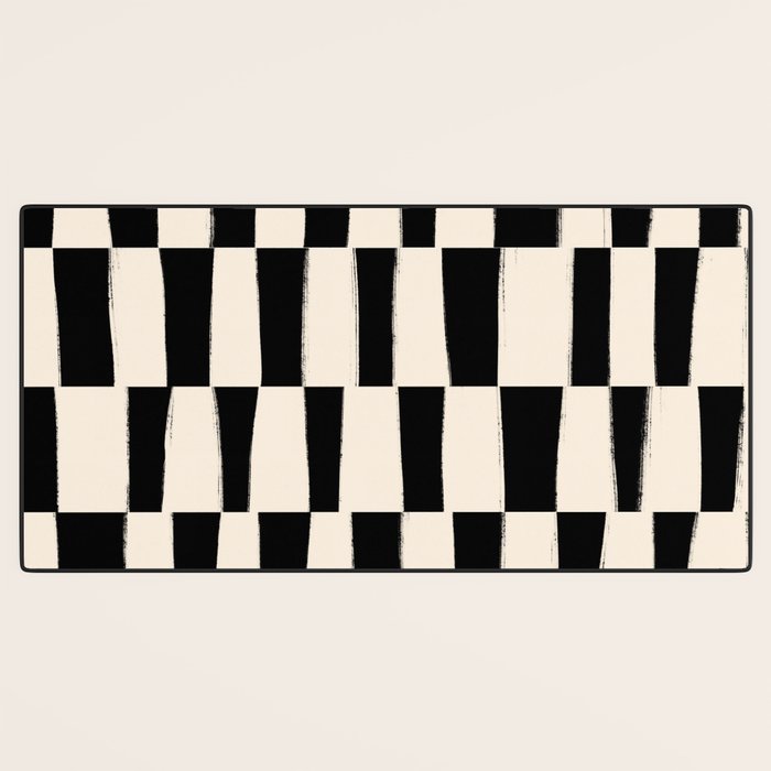 Wave Checks: Noir Black Handpainted Pattern Desk Mat Gallery Image 3