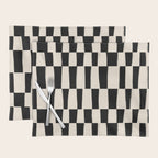 Wave Checks: Noir Black Handpainted Pattern Placemat Gallery Image 1