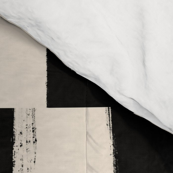 Wave Checks: Noir Black Handpainted Pattern Comforter Gallery Image 4