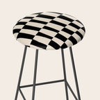 Wave Checks: Noir Black Handpainted Pattern Stool Gallery Image 2