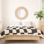 Wave Checks: Noir Black Handpainted Pattern Duvet Cover Gallery Image 3