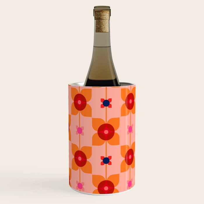 Mid Century Retro Floral Geometric Pattern Wine Chiller Gallery Image 2