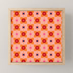 Mid Century Retro Floral Geometric Pattern Mini Art Print Gallery Image 1