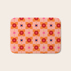 Mid Century Retro Floral Geometric Pattern Bath Mat Gallery Image 1