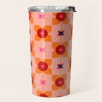 Mid Century Retro Floral Geometric Pattern Travel Mug Gallery Image 2
