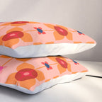 Mid Century Retro Floral Geometric Pattern Pillow Sham Gallery Image 3