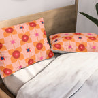Mid Century Retro Floral Geometric Pattern Pillow Sham Gallery Image 2