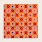 Mid Century Retro Floral Geometric Pattern Wood Wall Art Gallery Image 1