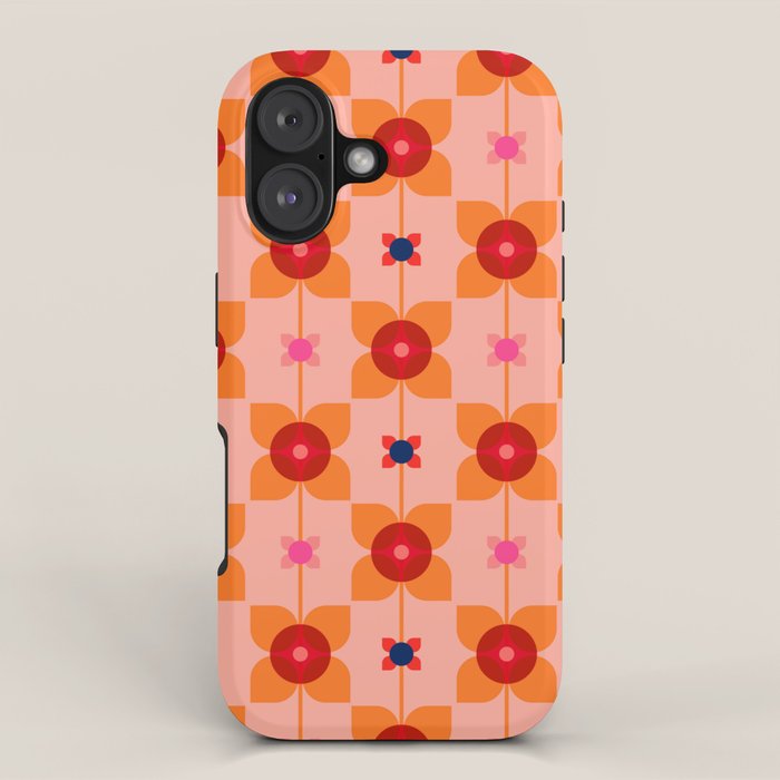 Mid Century Retro Floral Geometric Pattern iPhone Case Gallery Image 1