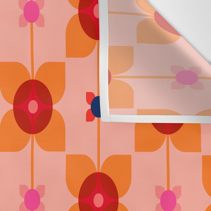 Mid Century Retro Floral Geometric Pattern Wall Tapestry Gallery Image 3