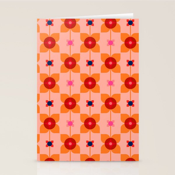 Mid Century Retro Floral Geometric Pattern Stationery Card Gallery Image 2