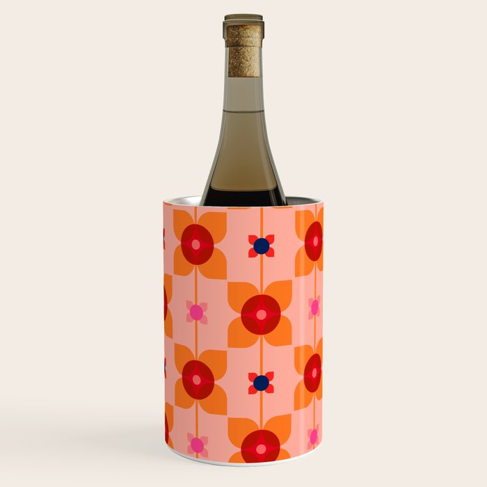 Mid Century Retro Floral Geometric Pattern Wine Chiller Gallery Image 3