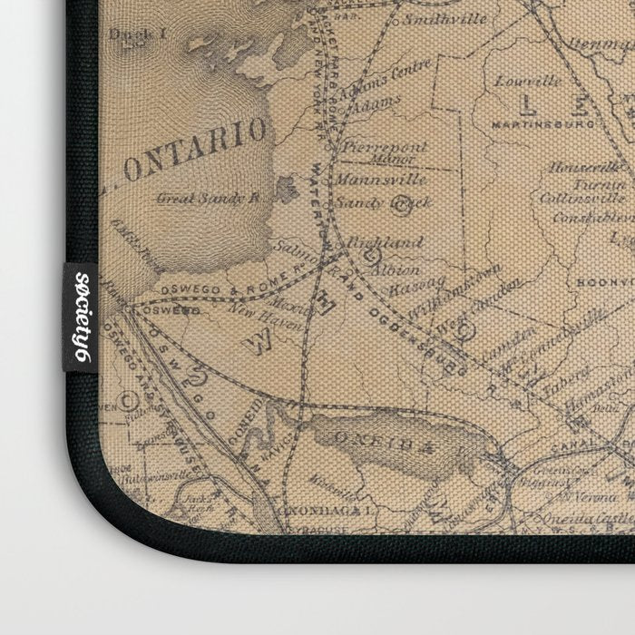 Vintage Adirondack Mountains Railroad Map (1895) V.2 Laptop Sleeve Gallery Image 3