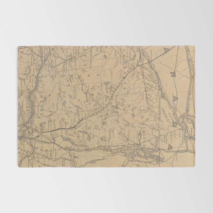 Vintage Adirondack Mountains Railroad Map (1895) V.2 Rug Gallery Image 2