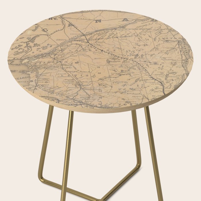 Vintage Adirondack Mountains Railroad Map (1895) V.2 Side Table Gallery Image 2