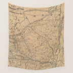 Vintage Adirondack Mountains Railroad Map (1895) V.2 Wall Tapestry Gallery Image 4