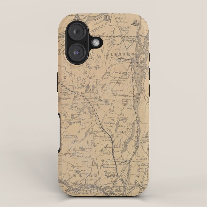 Vintage Adirondack Mountains Railroad Map (1895) V.2 iPhone Case Gallery Image 1
