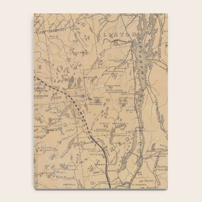 Vintage Adirondack Mountains Railroad Map (1895) V.2 Notebook Gallery Image 4