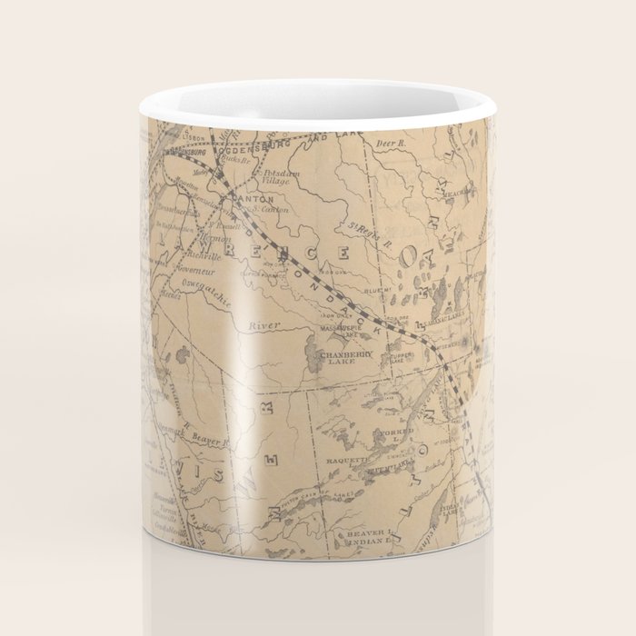 Vintage Adirondack Mountains Railroad Map (1895) V.2 Coffee Mug Gallery Image 4