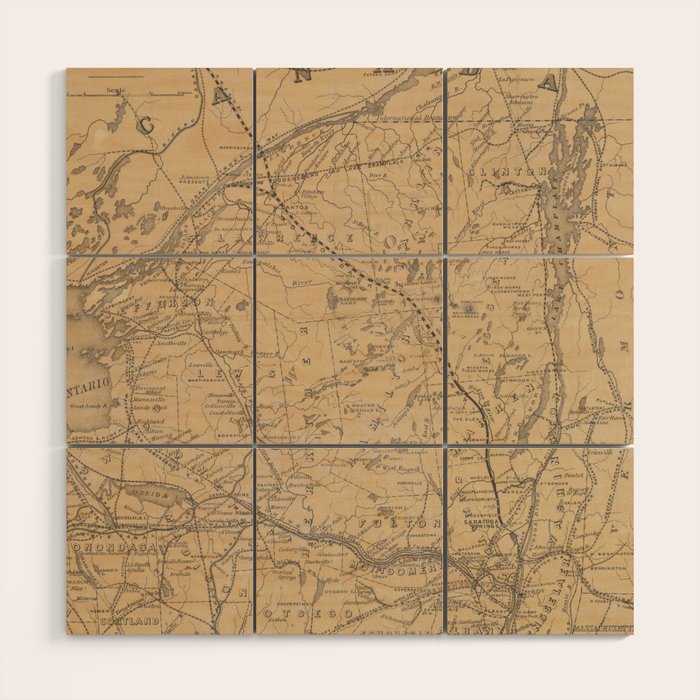 Vintage Adirondack Mountains Railroad Map (1895) V.2 Wood Wall Art Gallery Image 1