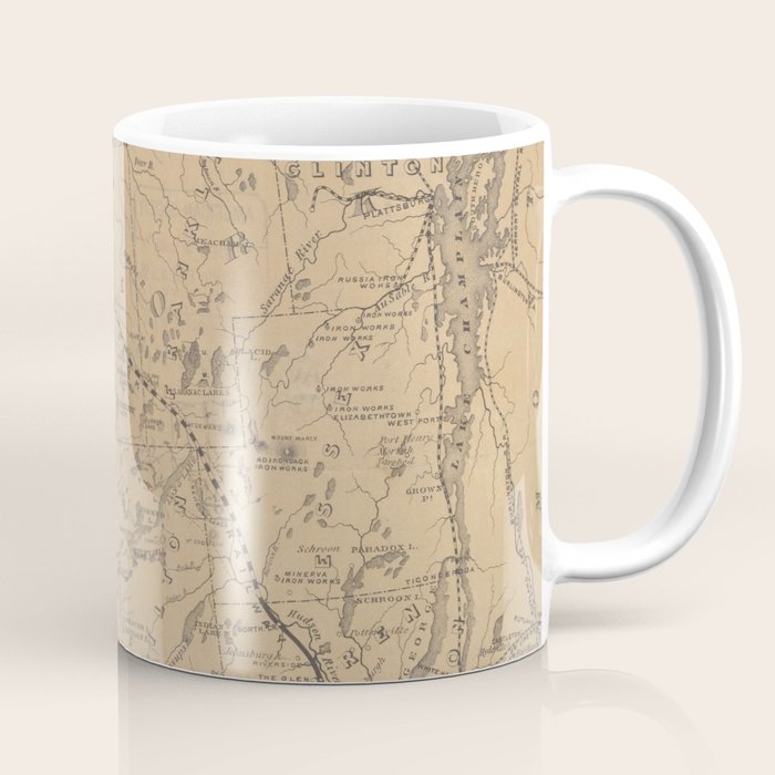 Vintage Adirondack Mountains Railroad Map (1895) V.2 Coffee Mug Gallery Image 1