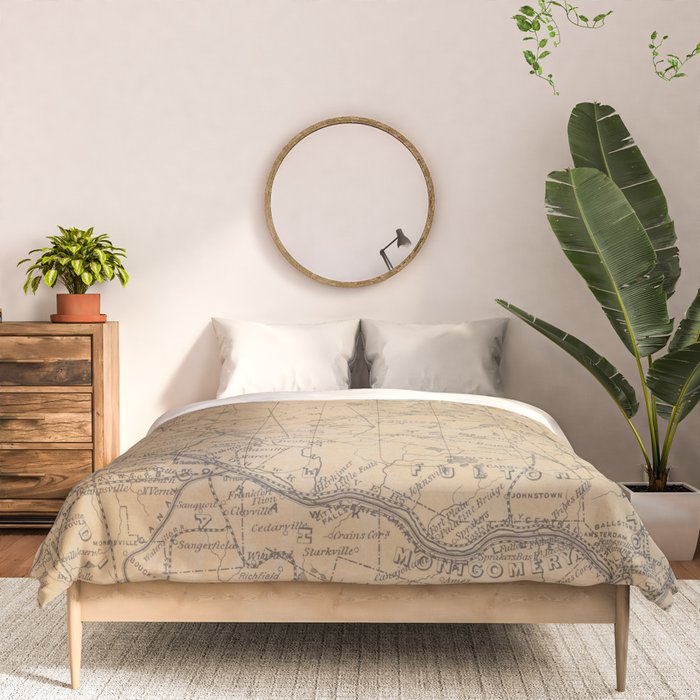 Vintage Adirondack Mountains Railroad Map (1895) V.2 Comforter Gallery Image 3