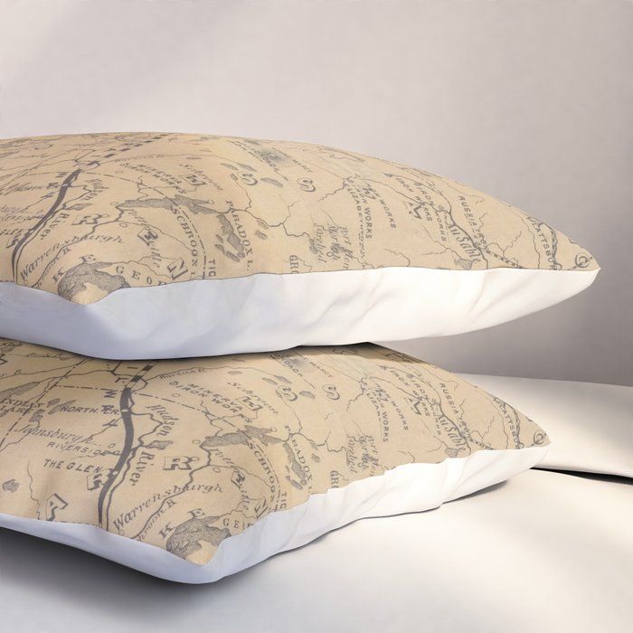 Vintage Adirondack Mountains Railroad Map (1895) V.2 Pillow Sham Gallery Image 3