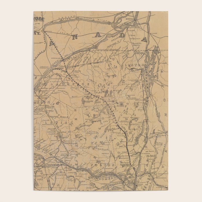 Vintage Adirondack Mountains Railroad Map (1895) V.2 Poster Gallery Image 4