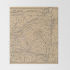 Vintage Adirondack Mountains Railroad Map (1895) V.2 Throw Blanket Gallery Image 2