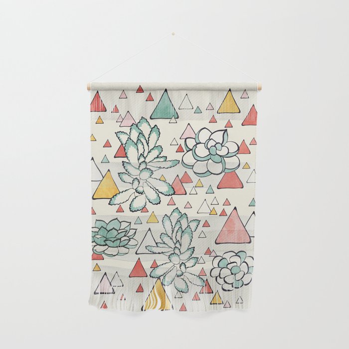 Succulent and triangles seamless pattern Wall Hanging Gallery Image 1