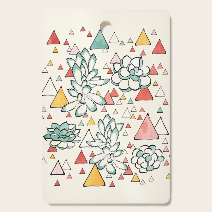 Succulent and triangles seamless pattern Cutting Board Gallery Image 1