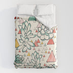 Succulent and triangles seamless pattern Duvet Cover Gallery Image 6
