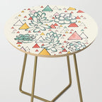 Succulent and triangles seamless pattern Side Table Gallery Image 2