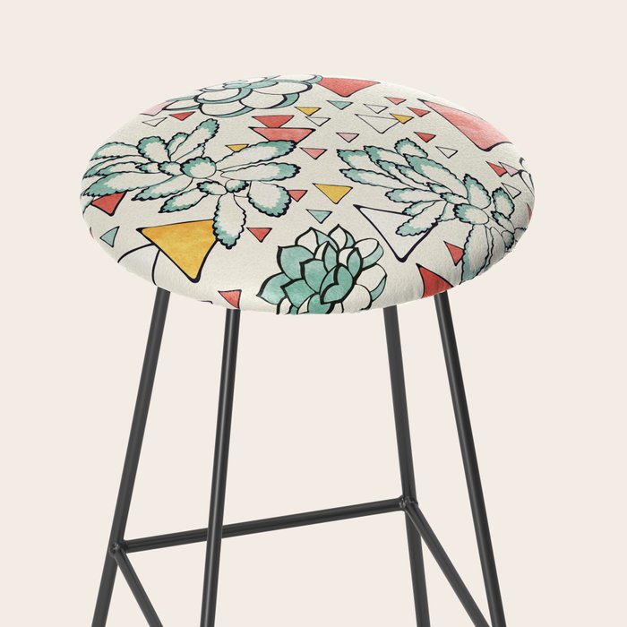 Succulent and triangles seamless pattern Stool Gallery Image 2
