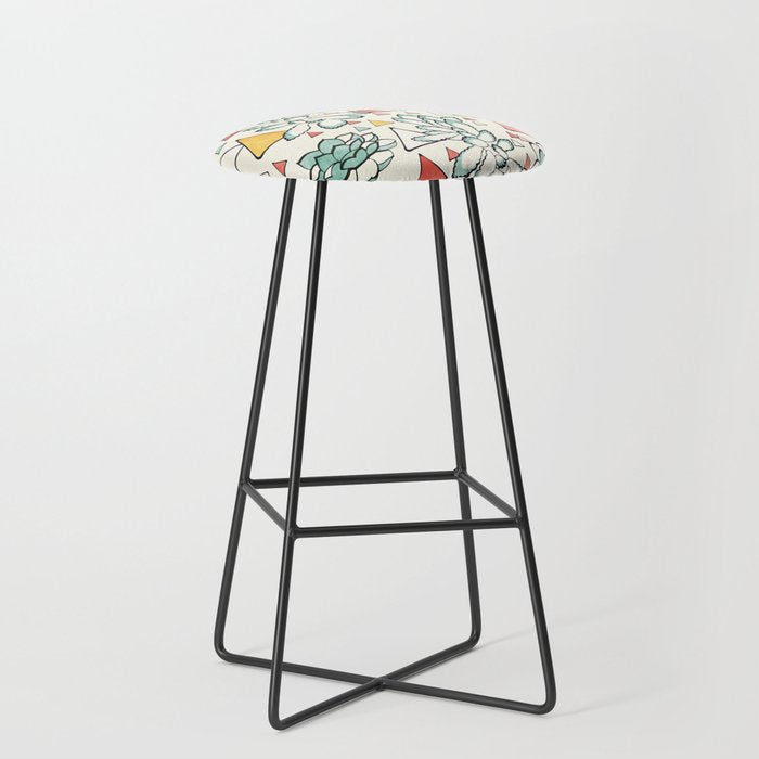 Succulent and triangles seamless pattern Stool Gallery Image 1