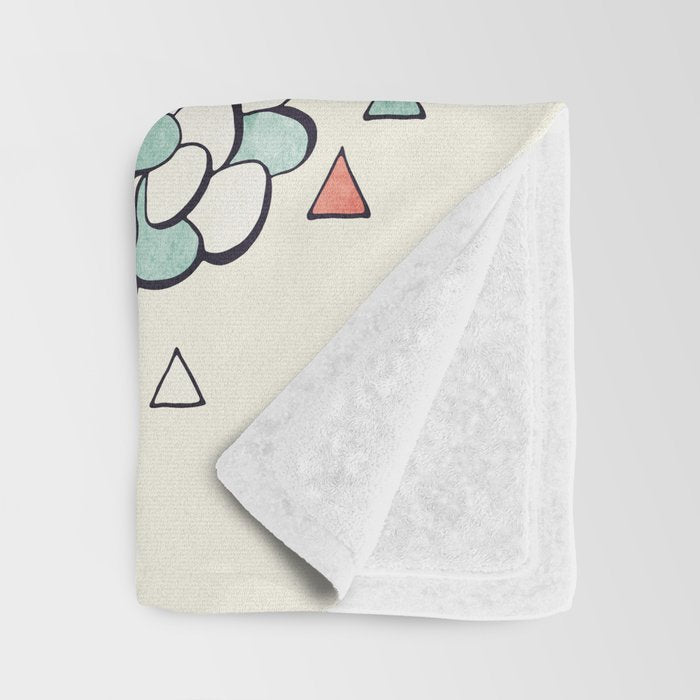 Succulent and triangles seamless pattern Throw Blanket Gallery Image 3