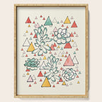 Succulent and triangles seamless pattern Serving Tray Gallery Image 1