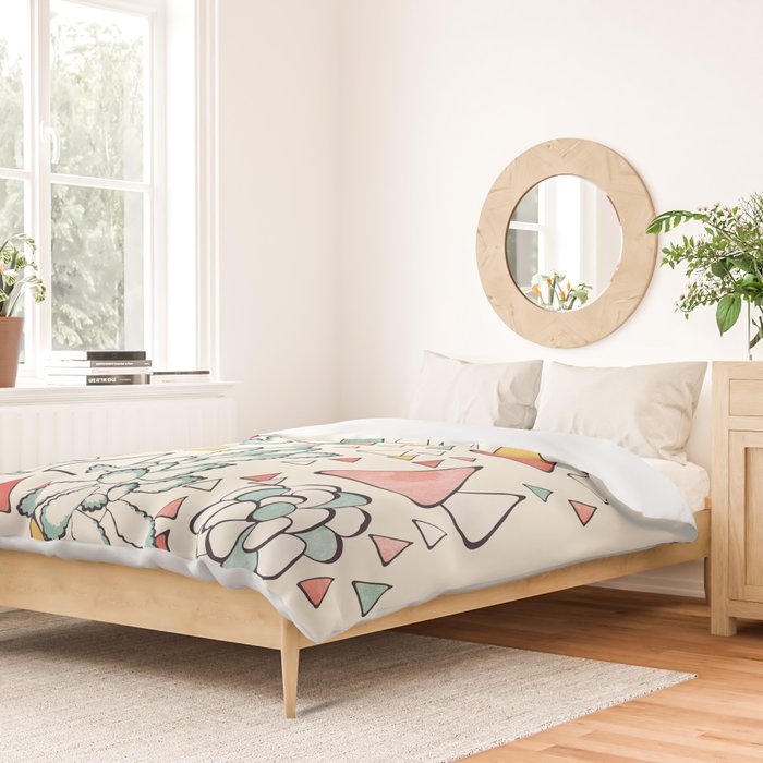 Succulent and triangles seamless pattern Duvet Cover Gallery Image 2