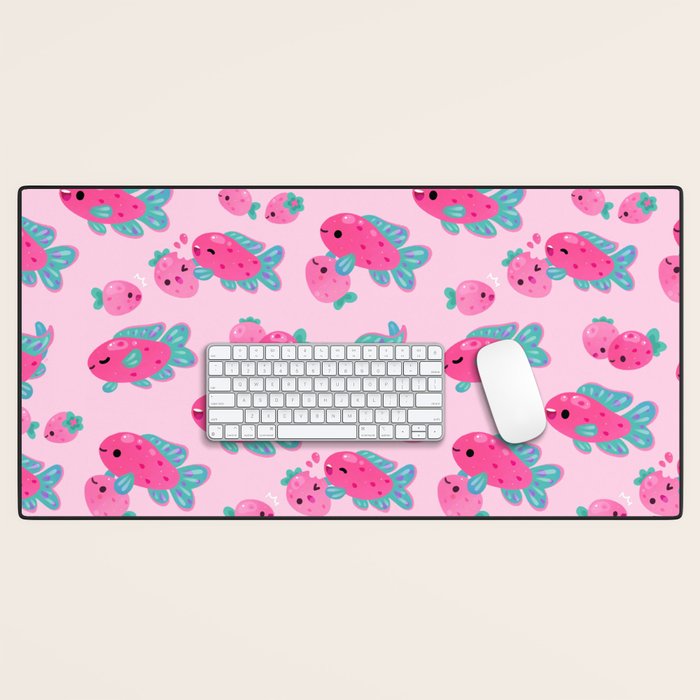 Strawberry peacock cichlid Desk Mat Gallery Image 1