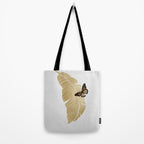 Butterfly & Palm Leaf, Gold Wall Art Tote Bag Gallery Image 2