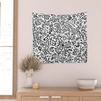 Graffiti sketch black and white drawing doodle pop art  Wall Tapestry Gallery Image 2