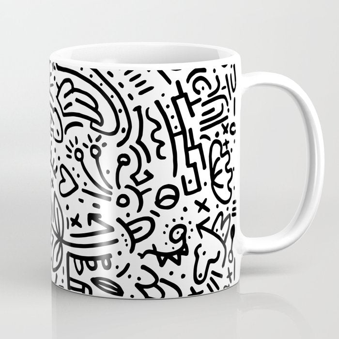 Graffiti sketch black and white drawing doodle pop art  Coffee Mug Gallery Image 1