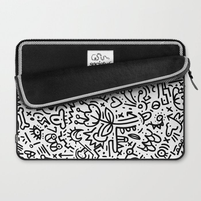 Graffiti sketch black and white drawing doodle pop art  Laptop Sleeve Gallery Image 2