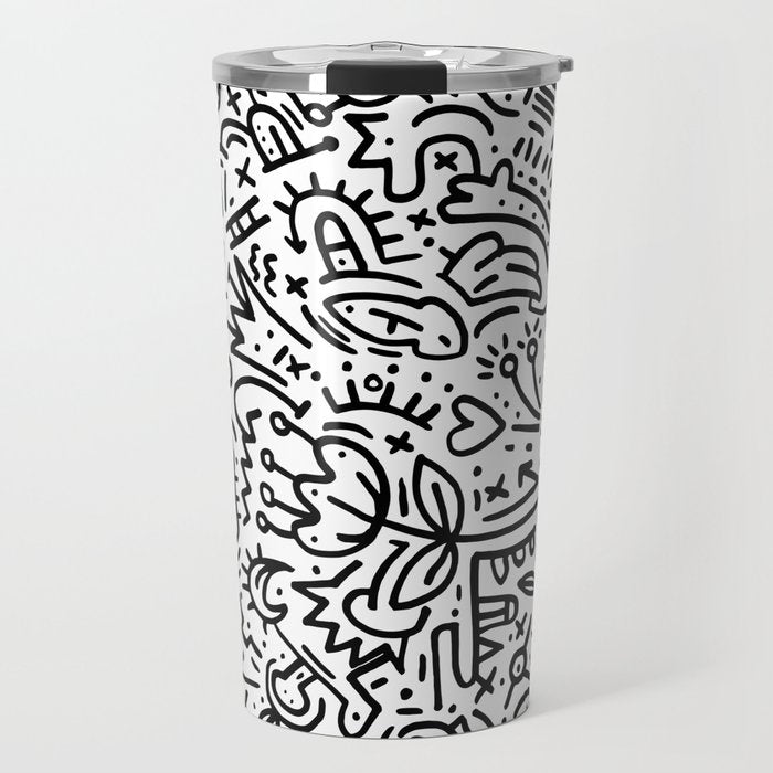 Graffiti sketch black and white drawing doodle pop art  Travel Mug Gallery Image 1